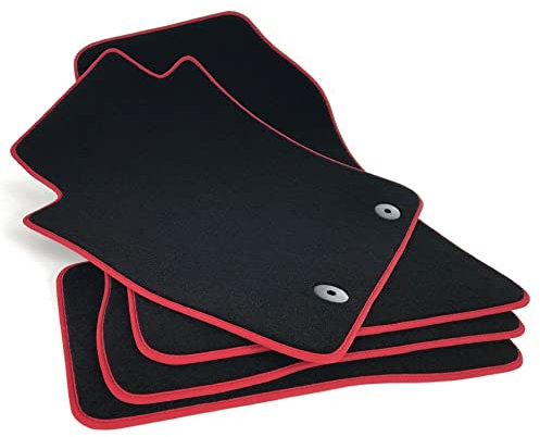Carstyling Fußmatten für Nissan Juke Premium Velours SCHWARZ Nubuk-Band Rot Automatten