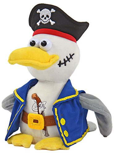 Kögler 75922 - Labertier Piraten Möwe Malwin, ca. 20 cm groß, nachsprechendes Plüschtier mit Aufnahme- und Wiedergabefunktion, plappert alles witzig nach und bewegt sich, batteriebetrieben