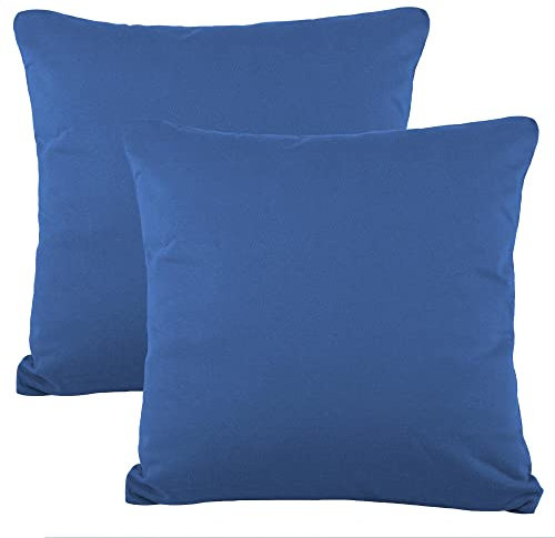 CelinaTex BeNature Kissenbezug Doppelpack 40 x 40 cm royal blau Baumwolle Dekokissen Bezug Jersey