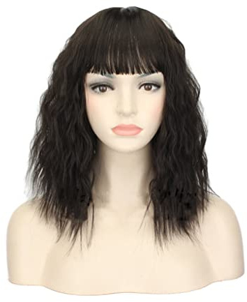 30 cm Fluffy Curly Clip in Crown Hairpiece with Nature Hairline Synthetic Topper for Women Hair Lossing 4 Black Brown