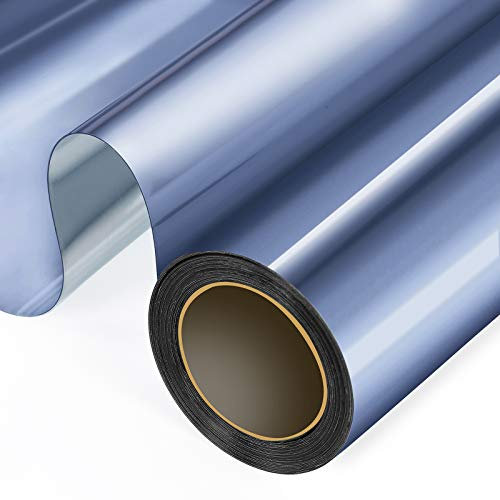WochiTV One Way Window Film, Window Tint for Home, Heat Control UV Sun Blocking Glass Mirror Tint Non Adhesive Static Cling Reflective Window Privacy Film (Blue Silver 35.4 in x 13.1 Ft)