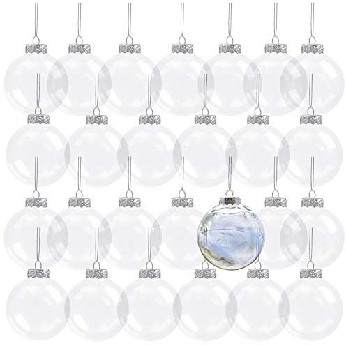 Kingrol 30 Stück Weihnachtskugeln 8 cm Transparent Befüllbare Christbaumkugeln DIY Baumschmuck Weihnachten Deko Christbaumschmuck von Hochzeit Party