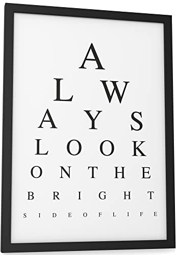 Papierschmiede® Typografie Poster, DIN A4 (21x30 cm), Wanddeko Wohnzimmer, Schlafzimmer, Küche, schwarz-weiß Bild mit Spruch OHNE Rahmen, Always look on the bright side of life