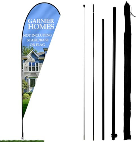 Anley Set Asta Bandiera con Piume a Goccia - Set Asta Bandiera svolazzante assemblato con Borsa per Il Trasporto - Adatto a 3Ft X 7.5Ft Bandiere Piuma (Non Incluse) - Solo pennone