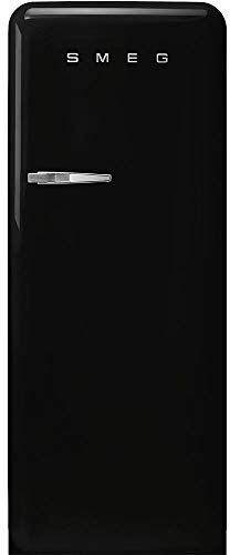 Smeg FAB28 50's Retro Style Aesthetic Top Freezer Refrigerator with 9.93 Cu Total Capacity, Multiflow Cooling System, Adjustable Glass Shelves 24-Inches, Black Right Hand Hinge Made In Italy