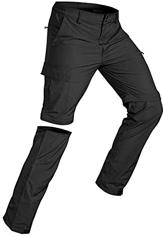 Wespornow Herren Zip-Off-Wanderhose-Abnehmbar-Trekkinghose, Atmungsaktiv Outdoorhose Arbeit Hosen Schnell Trockend Sommer Funktionshose mit 5 Taschen (Schwarz, M)