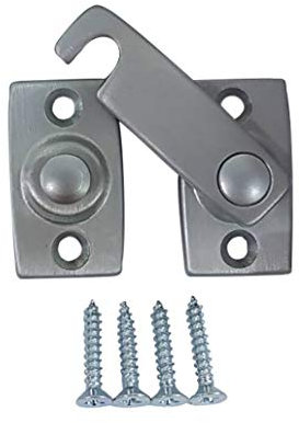 QCAA Solid Brass Shutter Bar/Door Latch, 7/8 x 2-3/32, Satin Chrome, 1 Pack, Made in Taiwan