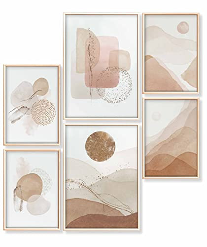 Heimlich – Poster-Set – 2 A3 / 30 x 42 cm + 4 A4 / 21 x 30 cm – Premium-Poster – ungerahmte Drucke – moderner Stil – abstraktes Aquarell Gold II