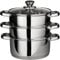 22 cm Deluxe Steamer Cookware Set with Glass Lid & Handles Stainless Steel Pan 3 Tier Pot CAPSULATED Bottom Prima Kitchen Home Cook Chef Healthy Veg Cooking Housewarming Gifts UK Free P&P