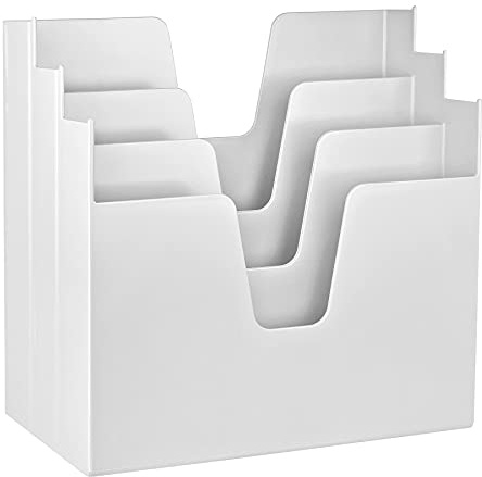 Acrimet Horizontale Hängemappen, Schreibtisch-Organizer, schräg, 3 Abschnitte, Briefgröße (weiße Farbe)