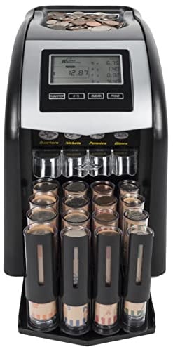 Royal Sovereign Contatore di monete elettrico a 4 file con tecnologia anti-inceppamento brevettata e display digitale (FS-44N), nero