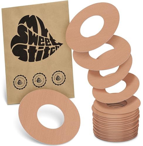 MySweetStitch 25 Ringpatches für FreeStyle Libre 2/Select rund Beige | Stabilisiert ablösende Ränder, Mitte bleibt frei, wasserfest und flexibel, bis zu 15 Tage Halt