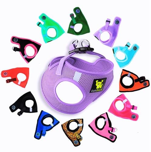 EcoBark Step in Dog Harness - Eco-Friendly Dog Harnesses for XXS, XS and Small Breeds - Mini Reflective and Adjustable Vest Soft Mesh Toy Harness (Lavender, XXS)