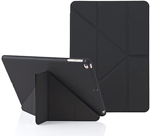 MuyDoux Funda Origami para iPad 9,7 Pulgadas 6ª/5ª Generación (2018/2017), y Compatible con iPad Air 1 (2013) / iPad Air 2 (2014), 5 en 1 Múltiples Ángulos de Visión, Auto Sueño/Estela, Negro