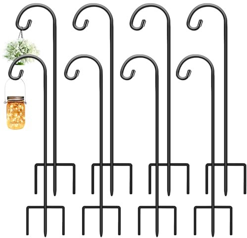 Gtongoko Schäferhaken für den Außenbereich, 81,3 cm, Gartenhaken zum Aufhängen von Pflanzen, Laternen, Vogelfutterspendern, Solarleuchten, Einmachgläser, Hochzeitsdekoration, verstellbar, mattschwarz,