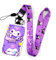 Kuiomi Schlüsselband mit süßem Ausweishalter, Anime-Ausweishalter, Clip-Verschluss, Charm-Hartschalenetui, Kawaii für Schlüssel, Damen, Lila