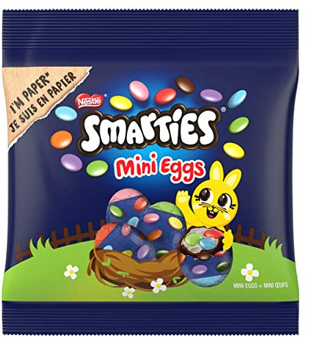NESTLÉ SMARTIES Mini Eggs, kleine Oster-Schokoladeneier aus Milchschokolade mit cremiger Füllung und bunten SMARTIES Mini Schokolinsen, 1er Pack (1x81g)