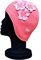 CHEX Treviso Bonnet de bain pour femme Motif floral 3 fleurs triangulaires 3D Style art déco vintage Rose vif Taille unique adulte
