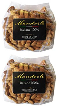 Terre di Lidia - Mandorle dolci grezze sgusciate (2 Confezioni da 500g) - Ricche di fibre, vitamine e proteine e sali minerali - Produzione 100% italiana: Puglia