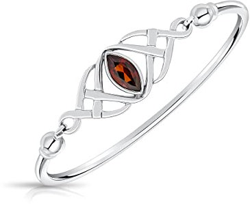 DTPsilver® Armband aus feinem Sterling-Silber 925 – Dreifaltigkeitsknoten – Kollektion Keltisch – Auswahl aus verschiedenen Natursteinen, One Size, Sterling-Silber