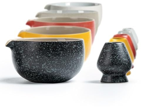 TEANAGOO Japanese Natural Rock Texture Matcha Chawan mit Schneebesenauflage, 510 ml. K17, Rocky-Schwarz/Grau, Matcha-Tee-Schale, Keramikschale, Teeschalen für Matcha, Matcha-Keramikschale Traditionell