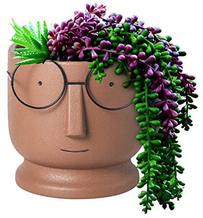 TENLOY Pots de fleurs modernes en céramique non émaillée avec trou de drainage pour plantes d'intérieur, bureau (13 cm, terre cuite)