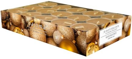 pajoma® Teelichte 30 Stück, Marzipantorte | Duft-Teelichte in Aluminiumhülle, Brenndauer ca. 4 Stunden - Höhe 1,5 cm ø 3,5 cm | Premium Qualität | Deko, Gastronomie, Outdoor, Windgläser, Hochzeit