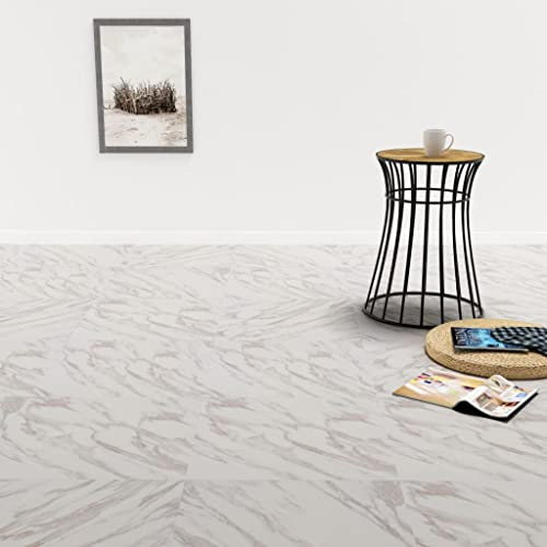 XIAOGUANG PVC Laminat Dielen Selbstklebend, Fliesenfolie, Laminatboden, Küchenrückwand Folie, Bodenbelag Selbstklebend, Wandverkleidung, Deckenpaneele, 5,11 m² Weißer Marmor