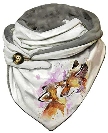 Hiseng Damen Schals Groß Dreieck Winter Dreieckstuch Warmer Lieblingsschal Scarf Fransen Knopf Karoschal Poncho Soft Wrap Lange Stola Fransen Poncho (148x70cm, Malt Fuchs)