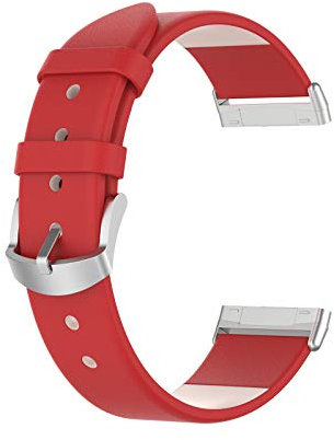 KAREN66 Armband Kompatibel mit Fitbit Versa 4/Versa 3/Sense 2/Sense Armband - Weiches Leder Ersatz Armbänder Uhrenarmband Replacement Wechselarmband Ersatzarmband für Damen Herren (Rot)