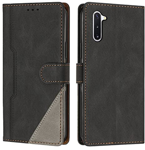 Radoo Cover per Samsung Galaxy Note 10, Custodia in PU Pelle Portafoglio Flip Chiusura Magnetica Antiurto Funzione Scomparti, con Slot Schede Supporto Pieghevole per Samsung Galaxy Note 10 (Nero)