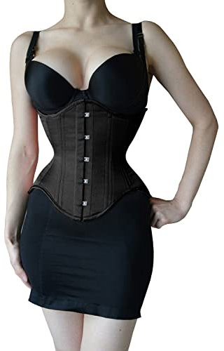 Starkes strapazierfähiges Korsett aus Baumwolle, Unterbrust Korsett, Heavy Duty Cotton Corset, Taillenkorsett (DE/NL/SE/PL, Numerisch, 32, Regular, Regular, Schwarz)