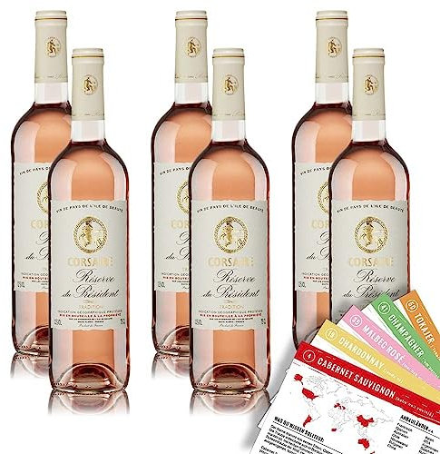 Corsaire Réserve du President Rosé, trocken, sortenreines Weinpaket + VINOX Winecards (6x0,75l)