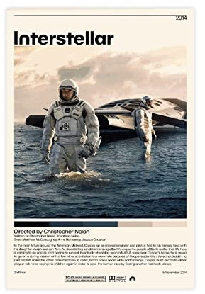 RIKCAT Interstellar Filmkunst-Poster, Leinwand, Poster, Schlafzimmer, Dekoration, Sport, Landschaft, Büro, Raumdekoration, Geschenk, ungerahmt, 30 x 45 cm