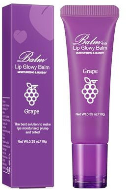 Vawolecy Lip Glowy Balm, Lippenbalsam für trockene, rissige Lippen feuchtigkeitsspendende Lippenpflege (Grape)