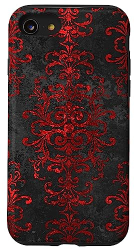Case gothic dark red floral retro pattern occult goth phone Case for iPhone SE (2020) / 7 / 8