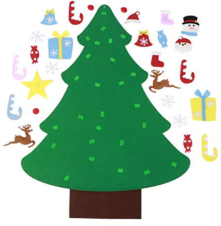 Glomora Árbol De Navidad De Tela De Fieltro, Juego De árbol Colgante De Pared DIY, Adornos Navideños para Niños para Decoración De Vacaciones Y Año Nuevo