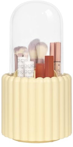 JessLab Organisateur de Pinceaux de Maquillage, Porte-Pinceaux de Maquillage Rotatif à 360 Degrés avec Couvercle, Boîtes de Rangement pour Pinceaux de Maquillage pour Bureau, Salle de Bain, Coiffeuse