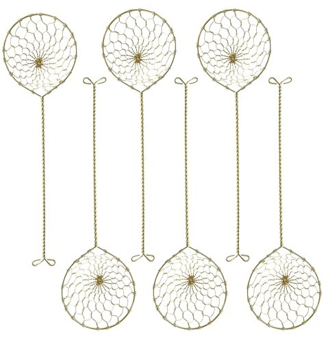 TheStriven 6 Stück Küchensieb Fondue Sieb Abseihlöffel Fondue Edelstahlsieb Schaumlöffel Schlitzlöffel mit Griffen Küche Siebkelle Fondue Sieb aus Edelstahl für Garen Gemüse Pilzen Fleisch (Gold)