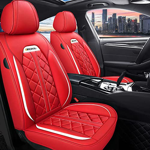 Maidao Autositzbezüge für Opel Insignia Sitzbezüge, PU Leder 5-Sitze Allwetter wasserdichtes Komfortabler Autositzbezug Full Set Sitzbezüge (Rot)