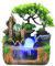 HarBin-Star Zimmerbrunnen mit LED Beleuchtung, Tischbrunnen Wasserfall mit Nebel und Kristallkugel, Grüne Pflanze Brunnen, GartenAquariumHarz Desktop-Brunnen, Zimmerbrunnen 34 x24 x 34 cm
