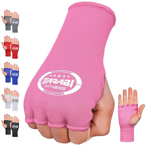 Farabi Sports boxbandagen Halbfinger Innenhandschuhe mit Gummizug ohne Gelpolster Bandagen Boxen - Box Bandagen Ideal für MMA, Muay Thai, Training, Kampfsport, Kickboxen und Kampfsport (Pink, L/XL)
