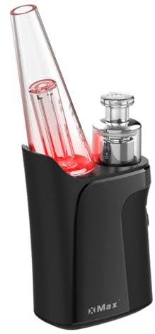 XMAX QOMO Premium Portable Micro E-Rig Vaporizer for Wax, Concentrates & Shatter by Captivate, Glass Bubbler for Cool Flavoursome Vapour, 5 Temps Settings, Fast Heating (No Nicotine) (Qomo_Device)