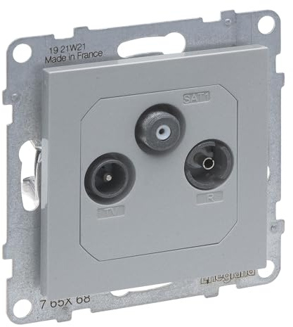 LEGRAND, SEANO Durchgangsdose TV-R-SAT, HD-TV, Anschlussdämpfung: 14 dB, Farbe: Aluminium lackiert, 765268