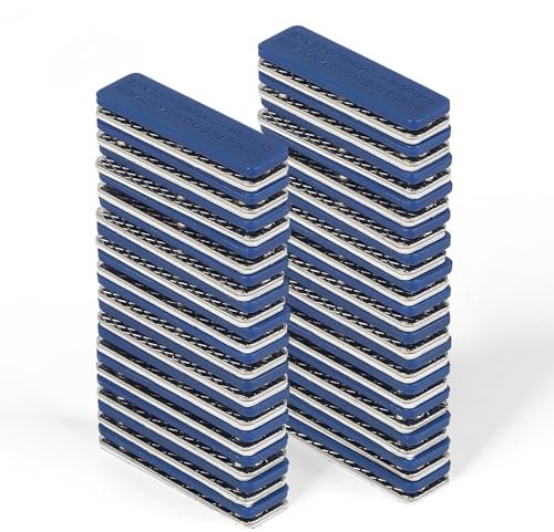 EFUTURETIME 30er-Set Namensschild Halterung Magnet, Namensschilder Magnetisch Selbstklebend mit 3 Punkt Starkem Magnet, Zubehör für Namensschilder, Name Plate, Blau