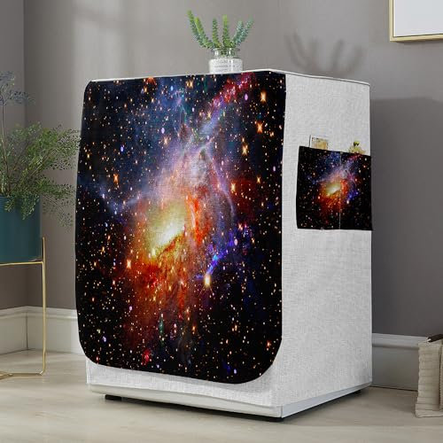 Highdi Funda de Lavadora Cubierta Exterior Patrón de Cielo Estrellado,Adapta a la Mayoría de Lavadoras y Secadoras de Carga Frontal Protector Solar a Prueba de Polvo (C,M Capacidad 8~10KG)