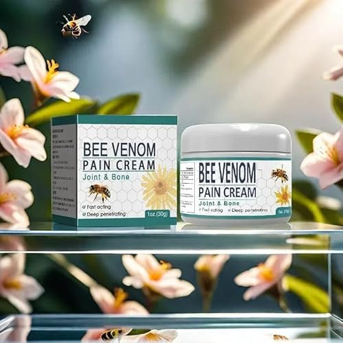 2pcs Bee Venom Pain Cream, Bee Venom Pain Cream, Bee Venom Pain and Bone Healing Cream, Bee Venom Cream for Pain for Arms, Waist, Hindquarters, Feet and Legs(30g*2)
