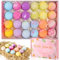 Badebomben Geschenk Set 24 Pcs, Badekugeln 30g mit Rein Natürlichen ätherischen Ölen, Einzeln Verpackte Badezusatz, Beauty Spa Bombengeschenke für Frauen, Ehefrau, Geburtstag, Valentinstag, Jubiläum