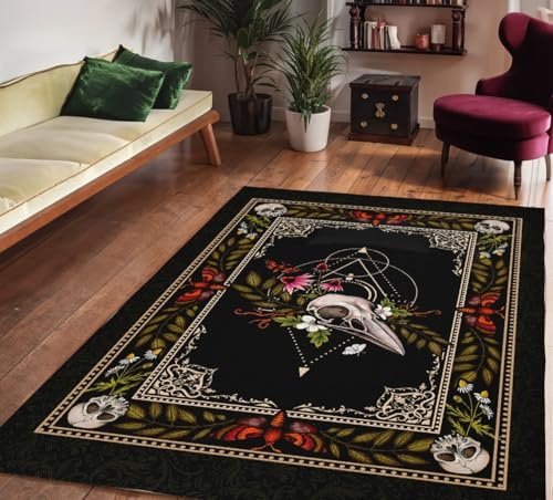Teppiche Wohnzimmer,Teppich Mit Totenkopf Motiv,Halloween Schädel Teppich Wohnzimmer Flanell Kurzflor Teppiches Für Das Wohnzimmer Und Schlafzimmer (Teppich5,120x180cm)