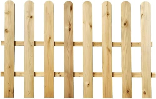 Picket Fence Panel |Natural Garden Wood Fence | Rounded Picket Pressure Treated Fence | Hand Built (6 (L) X 3 (H) Feet)